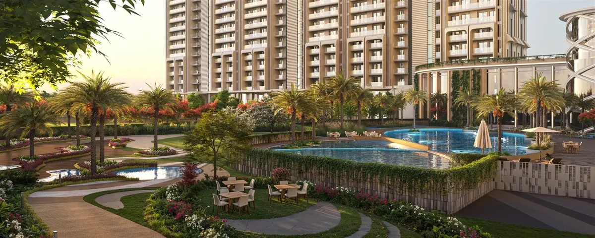 A calm, green garden at Sarvam Manasum